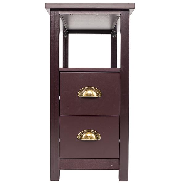 Double-tier Coffee Side Table with Two Drawers Coffee