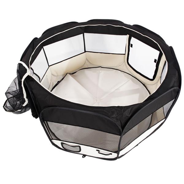 HOBBYZOO 45" Portable Foldable 600D Oxford Cloth & Mesh Pet Playpen Fence with Eight Panels  Black