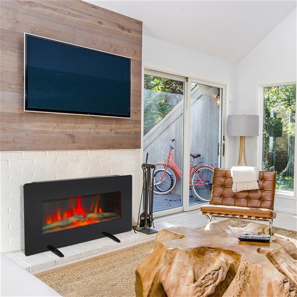 SF311-36G 36 Inch 1400W Wall Hanging / Fireplace Single Color / Fake Wood / Heating Wire / With Small Remote Control Black