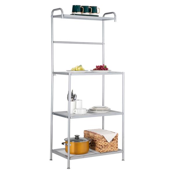 HODELY 银灰色四层带网格面铁艺厨房层架（HT-CJ027 带挂钩）-8