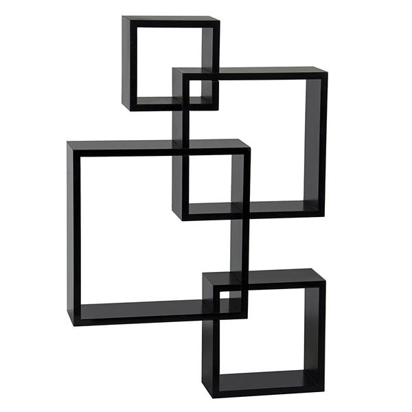 Intersecting Squares Floating Shelf Wall Mounted Home Decor Furniture Black