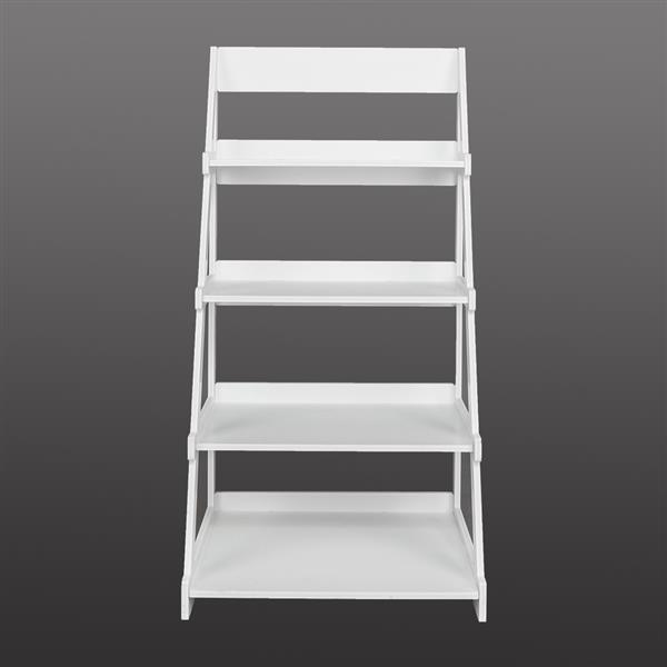 Wood Plastic 4-Tier Ladder Style Shelf Plant Stand White