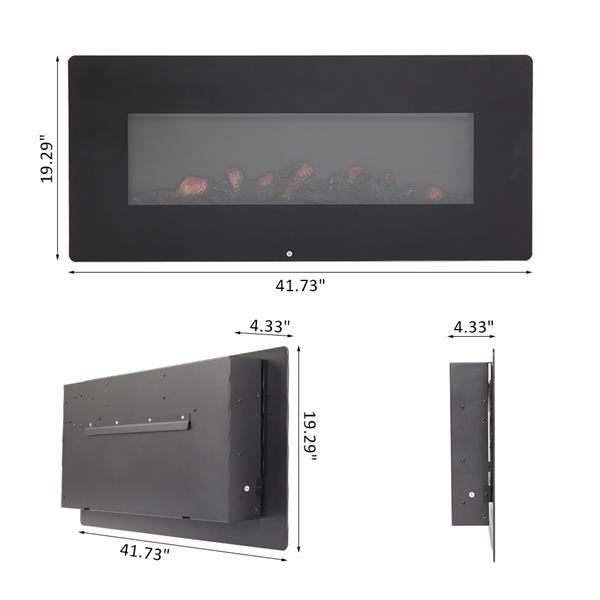 SF310-42AX 42 Inch 1400W Wall Hanging / Fireplace Single Color / Fake Wood / Heating Wire / With Small Remote Control Black