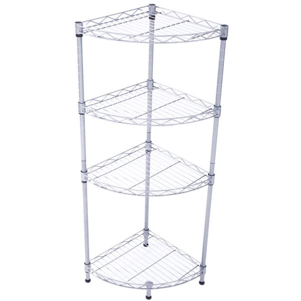 XM-243S Fan-shaped Carbon Steel Metal Assembly 4-Tier Storage Rack Silver Gray