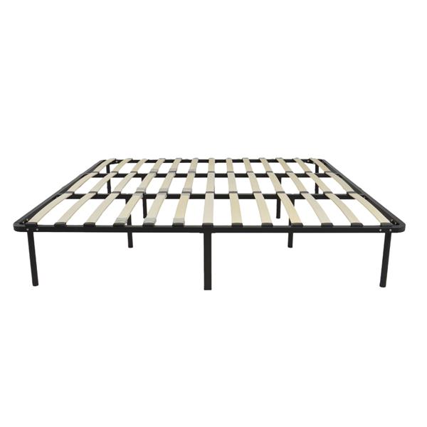 79*75*14 Wooden Bed Slat and Metal Iron Stand King Size Iron Bed Black