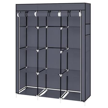 67\\" Portable Closet Organizer Wardrobe Storage Organizer with 10 Shelves Quick and Easy to Assemble Extra Space Gray 