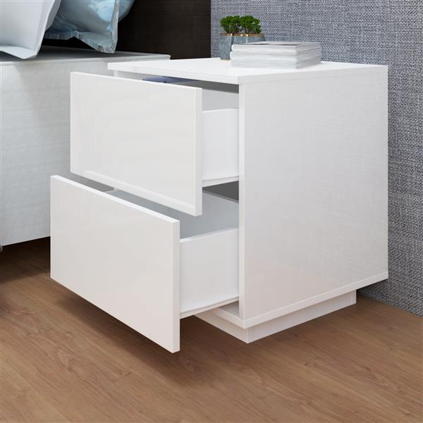 LED Double Side Cabinet Bedside Table White