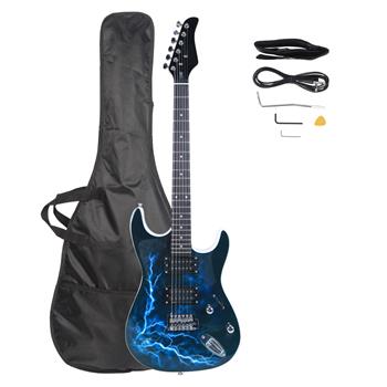 Lightning Style Electric Guitar with Power Cord/Strap/Bag/Plectrums Black & White