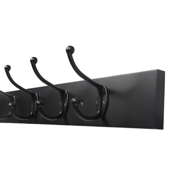 Wall-Mounted Farmhouse Coat Rack, 5 Standard Hooks,Black