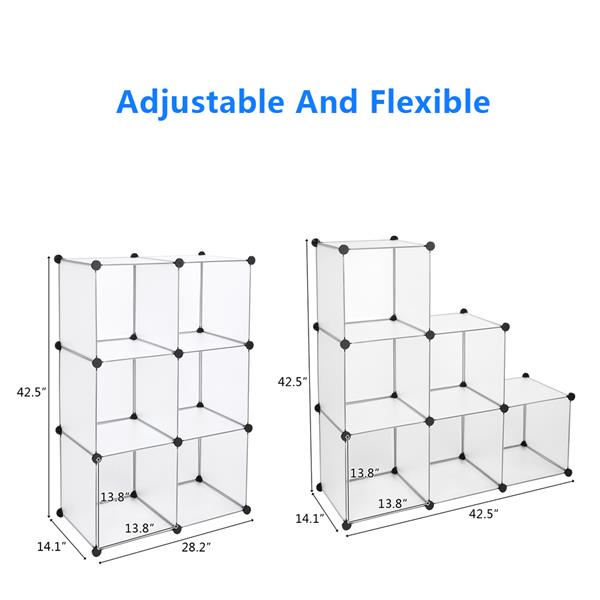 Cube Storage Organizer, 6 Cubes Shoe Rack, DIY Plastic Modular Closet Cabinet Storage Organizer White Color