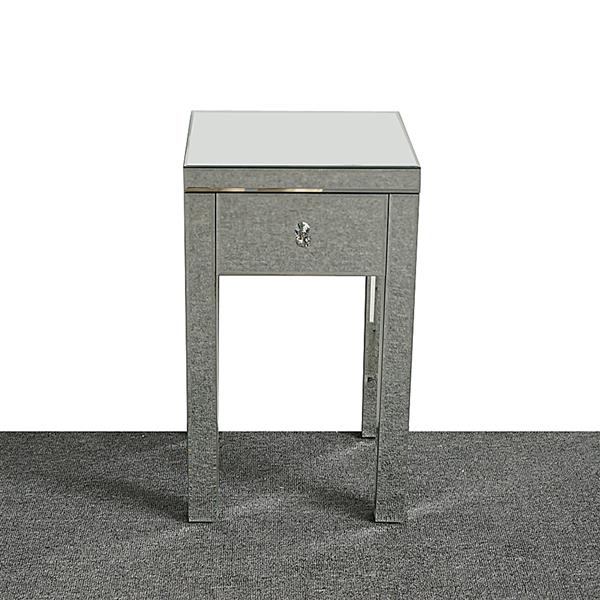 Modern and Contemporary Small 1 Drawer Mirrored Nightstand Bedside Table