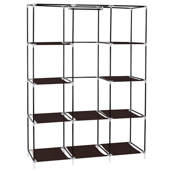 67" Portable Closet Organizer Wardrobe Storage Organizer with 10 Shelves Quick and Easy to Assemble Extra Space Dark Brown 