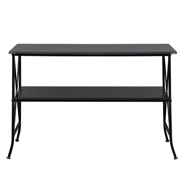 Black MDF Countertop Black Wrought Iron Base 2 Layers Console Table