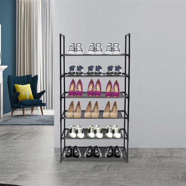 6-Tier Shoe Rack Shoes Storage Organizer Entryway Metal Shoe Holds 18-24 Pairs of Shoes