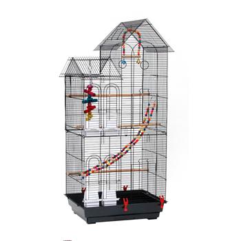 46\\" Bird Cage Pet Supplies Metal Cage with three Additional Toys Black