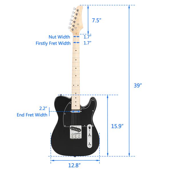 Maple Fingerboard GTL Electric Guitar SS Pickup Black
