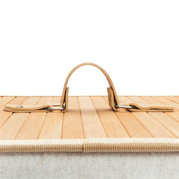 Single Lattice Bamboo Folding Basket Body with Cover Wood Color
