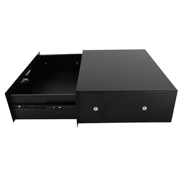 19" 3U Steel Plate DJ Drawer Equipment Cabinet with Keys Black