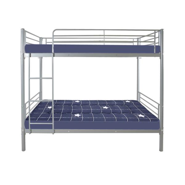 Iron Bed Bunk Bed with Ladder for Kids Twin Size Gray