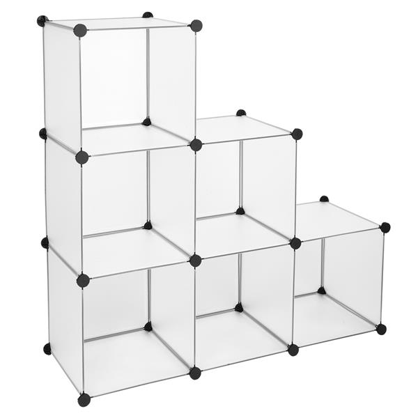 Cube Storage Organizer, 6 Cubes Shoe Rack, DIY Plastic Modular Closet Cabinet Storage Organizer White Color