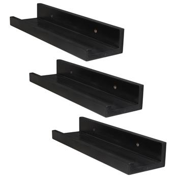 Set of 3 14-inch Floating Wall Shelves by Black