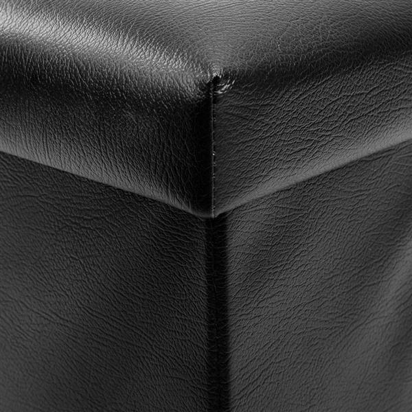 PU Leather Belt Line Footstool Black 38*38*38cm