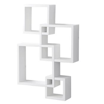 Set of 4 Intersecting Decorative Color Wall Shelf White
