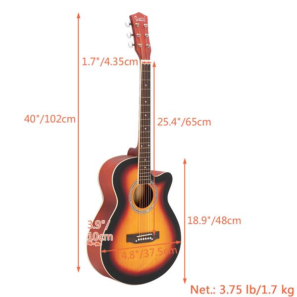 [Do Not Sell on Amazon] Glarry GT501 40 inch Spruce Front Cutaway Folk Guitar with Bag & Board & Wrench Tool Gradient Sunset(Do Not Sell on Amazon)