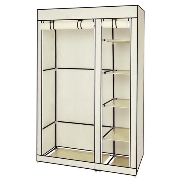 67" Portable Clothes Closet Wardrobe with Non-woven Fabric and Hanging Rod Quick and Easy to Assemble Beige