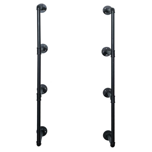 42" Tall Industrial Wall Mount Iron Pipe Shelf Shelves Shelving Bracket Vintage Retro Black DIY Open Bookshelf (2 Pcs 4Tier Hardware Only) 