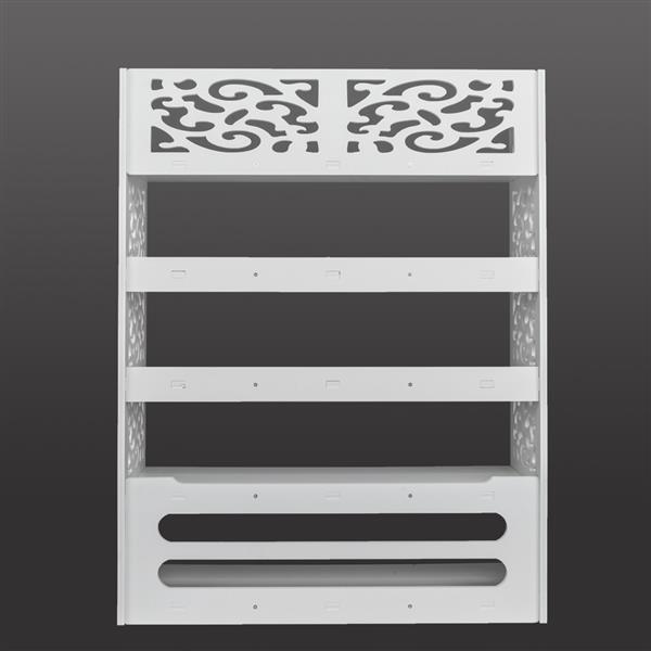 Wood-plastic Board Five Tiers Carved Shoe Rack White B