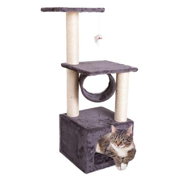 36\\" Solid Cute Sisal Rope Plush Cat Climb Tree Cat Tower Gray