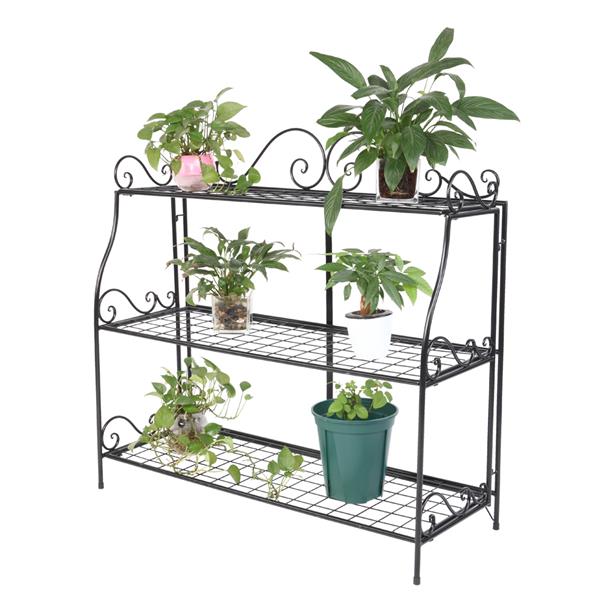Paint With Lace Three-Tier Plant Stand Black