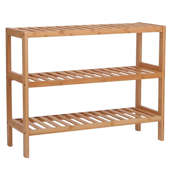 100% Bamboo Shoe Rack Bench, Shoe Storage, 3-Layer Multi-Functional Cell Shelf, Can Be Used For Entrance Corridor, Bathroom, Living Room And Corridor 70 * 25 * 55 - Natural