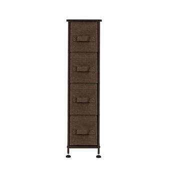 Narrow Dresser, Vertical Storage Unit With 4 Fabric Drawers, Metal Frame, Slim Storage Tower, 7.9\\" Width, For Living Room, Kitchen, Small Space, Gap, Brown