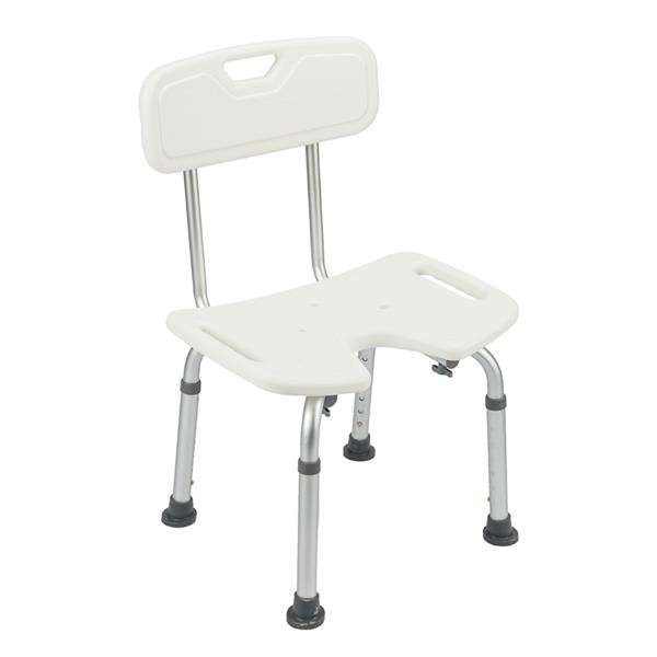 Medical Bathroom Safety Shower Tub Aluminium Alloy Bath Chair Seat Bench with Hygienic Cutout Design White