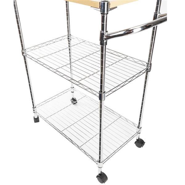 3-Tier Rolling Kitchen Trolley Cart Steel Island Storage Utility Service Dining