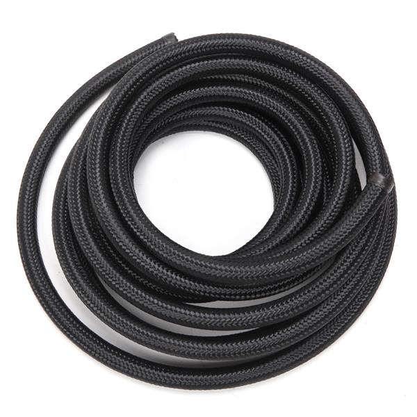 6AN 20-Foot Universal Stainless Steel Braided Fuel Hose Black