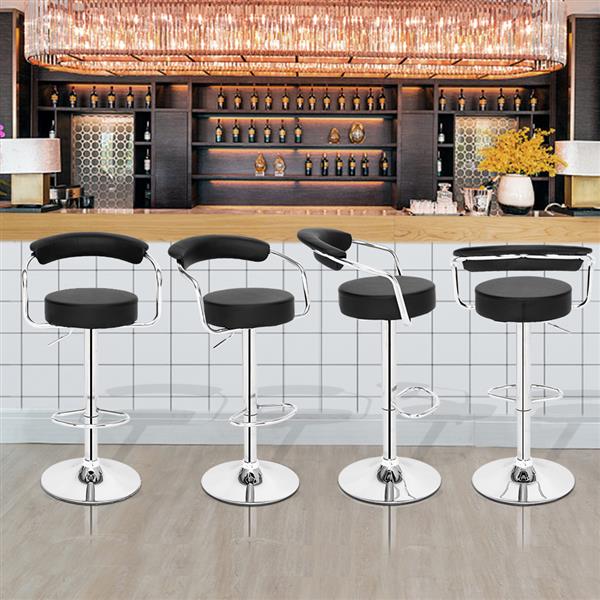 SSJ-105 High-grade Round Back Cushion Bar Stool Black