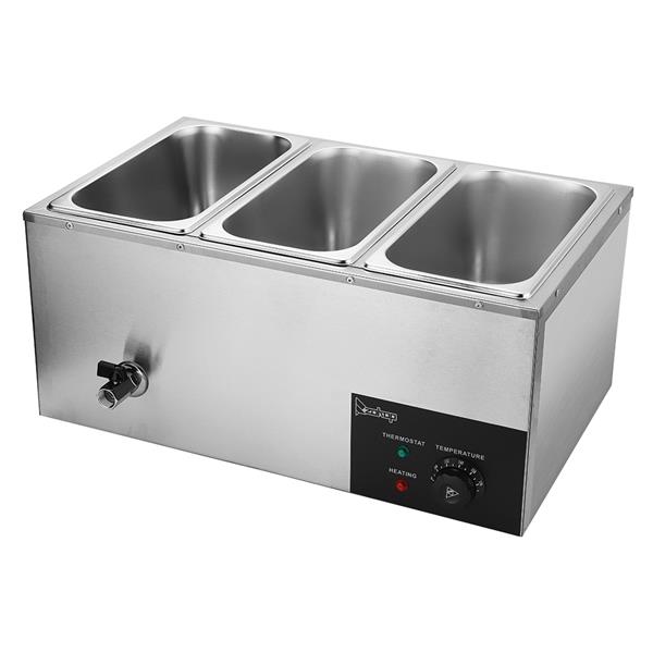 XTC1P-1/3 110V 600W 6.9QT/6.5L 3 Cells Bain Marie Food Warmer