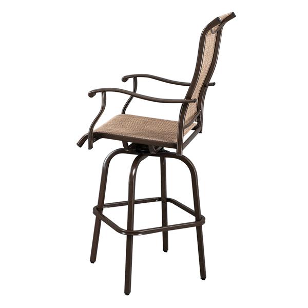 2pcs Wrought Iron Swivel Bar Chair Patio Swivel Bar Stools Brown