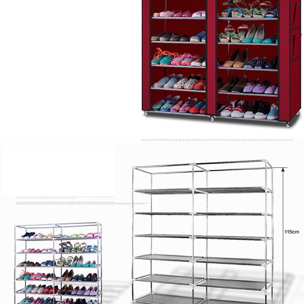 6-Row 2-Line 12 Lattices Non-woven Fabric Shoe Rack Coffee