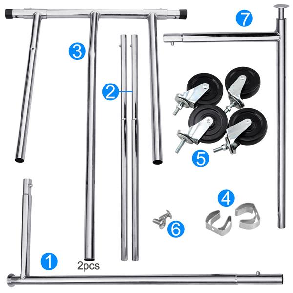 Portable Single-bar Steel Clothes Rack Silver