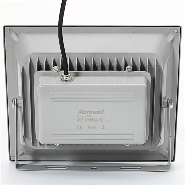 50W IP65 Waterproof RGB Aluminium Alloy LED Flood Light with Remote Control & Memory (AC 90-260V) Gr