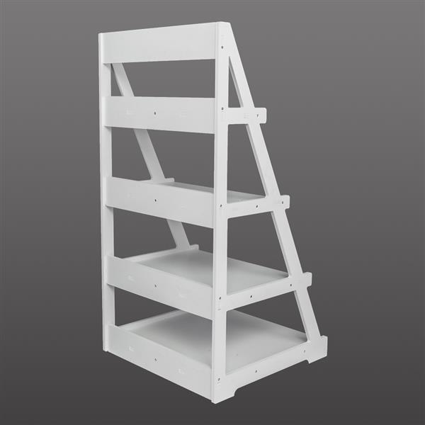 Wood Plastic 4-Tier Ladder Style Shelf Plant Stand White