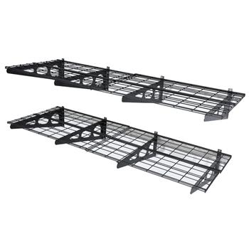 2-Pack 2x6ft 24-inch-by-72-inch Wall Shelf Garage Storage Rack Floating Shelves Black