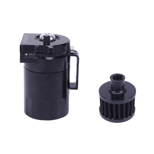 Round Oil Catch Tank Double hole Oil Catch Tank with Air Filter Black