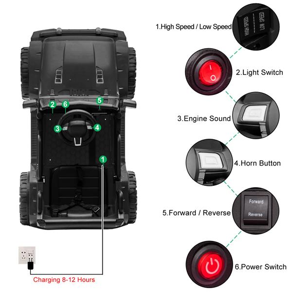 LEADZM LZ-922 Electric Car Dual Drive 35W*2 Battery 12V4.5AH*1 with 2.4G Remote Control Black