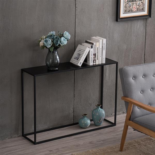 (106 x 28 x 76)cm Wood Grain Entrance Table Black