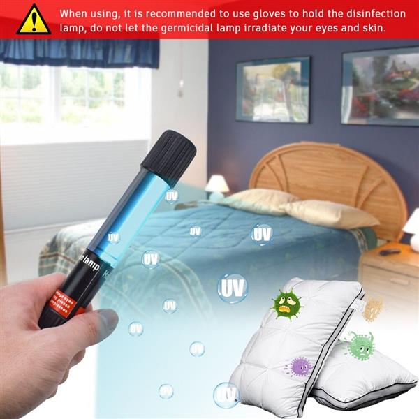 110V Portable 11W Handheld Ultraviolet UV Disinfection Lamp Power Cord Length 1.1M US Regulations Black